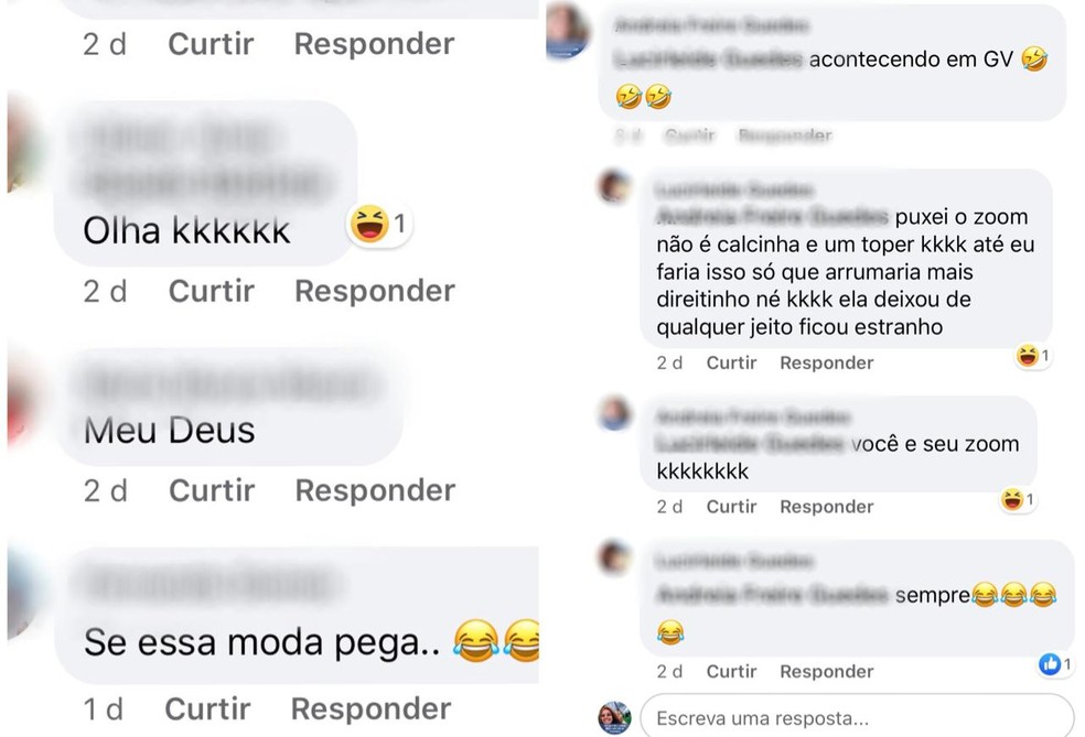 Comentários de internautas sobre a foto de Graziela — Foto: Redes Sociais/Divulgação 