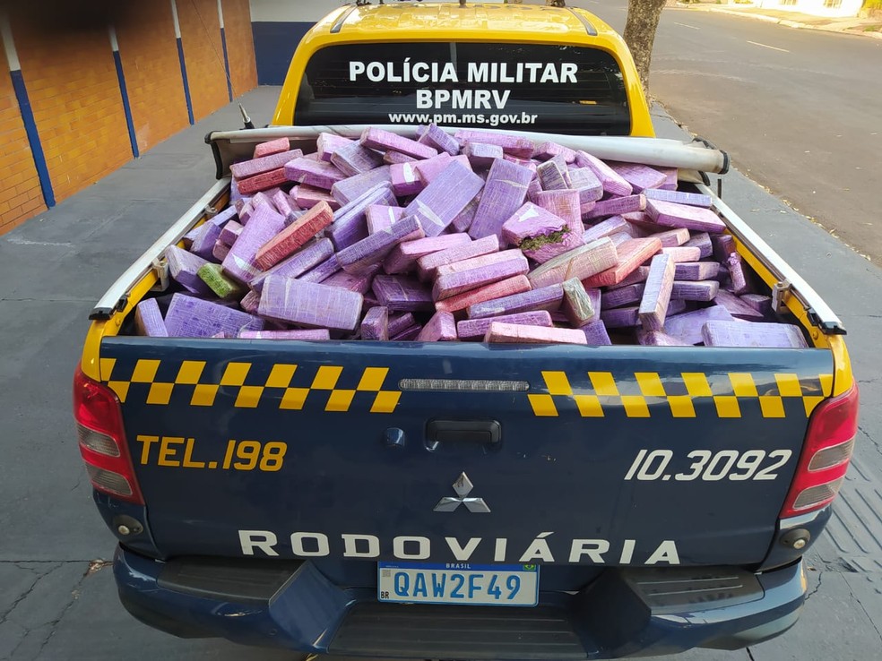 A polícia apreendeu 383,4 kg de substâncias análogas a maconha — Foto: PRM/Divulgação
