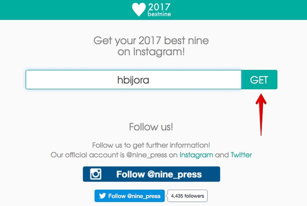 Entre com o seu nome de usuário do Instagram (Foto: Reprodução/Helito Bijora)