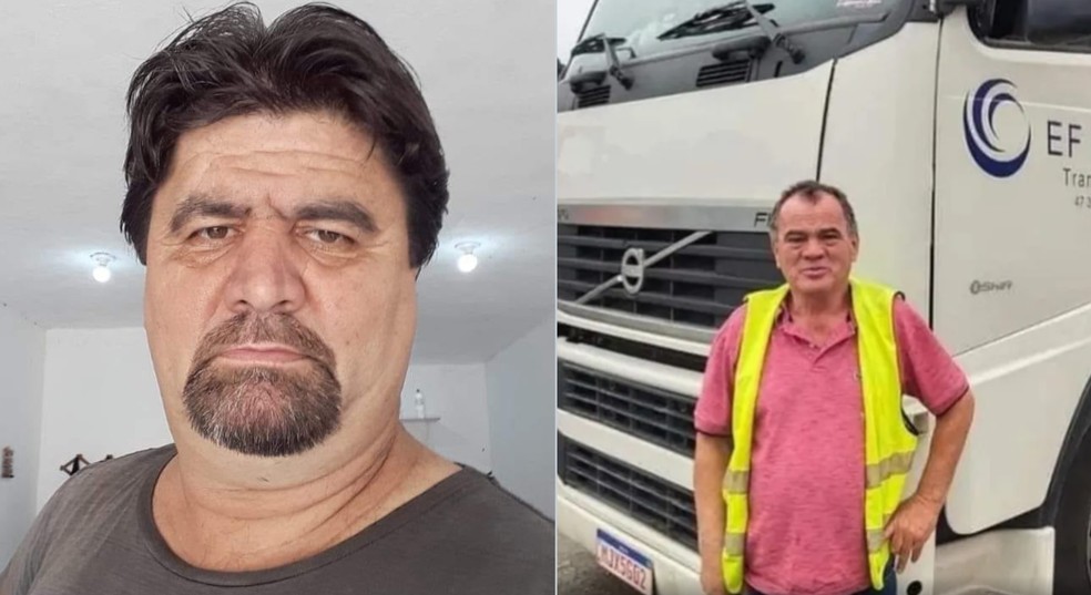 Caminhoneiros Marcio Rogério (esquerda) e João Maria Pires (direita) morreram em deslizamento na BR-376 — Foto: Reprodução/Redes Sociais