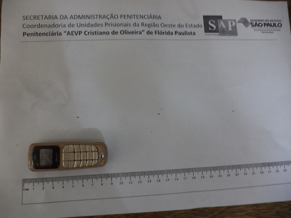 Celular foi apreendido em Flórida Paulista (Foto: SAP/Divulgação)