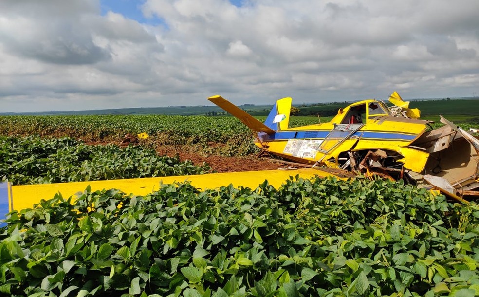 Aeronave agrícola faz pouso forçado às margens de rodovia em Paraguaçu Paulista — Foto: The Brothers/Divulgação