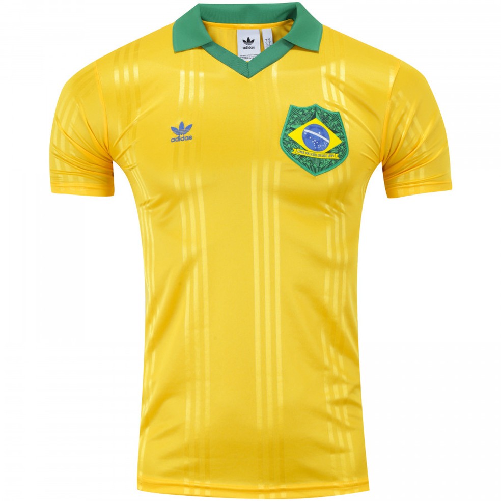 Camiseta verde e amarela da Adidas — Foto: Divulgação/Adidas