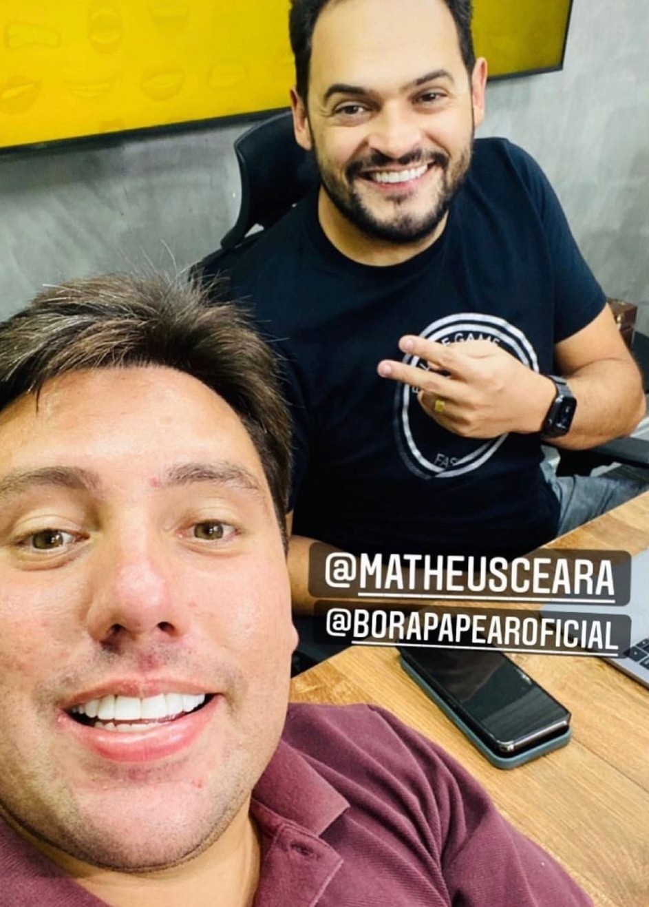 Lucas do Valle e o humorista Matheus Ceará se encontraram na terça-feira (14) para trabalho em podcast (Foto: Reprodução/Instagram)