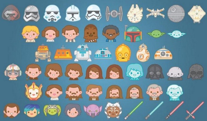 Alguns personagens que entraram para lista de emojis do app oficial dos filmes (Foto: Reprodução/CNet)