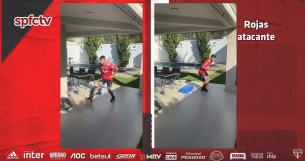 Arboleda incentiva  Rojas em treino do São Paulo: 