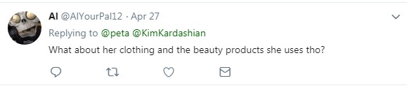 Comentário sobre a dieta vegana de Kim Kardashian (Foto: Reprodução / Twitter)