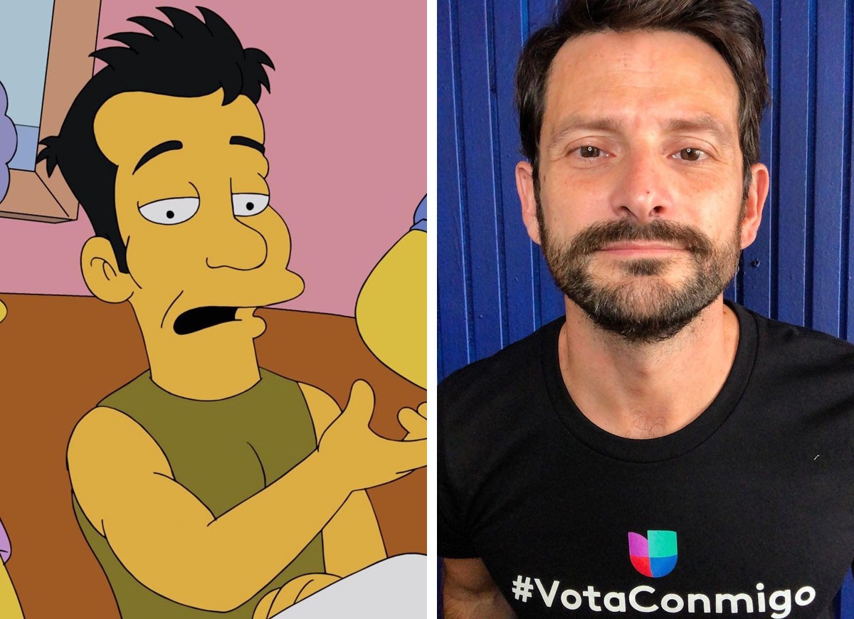 Ator Tony Rodrigues interpreta Julio em Os Simpsons (Foto: Reprodução Instagram e Divulgação)
