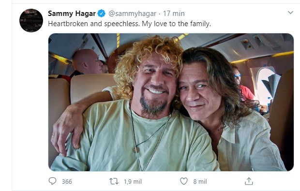 Sammy Hagar: adeus a Eddie Van Halen (Foto: Reprodução Twitter)