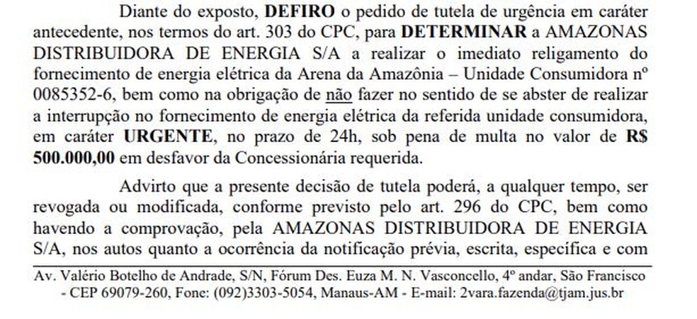 Decis&atilde;o do Tribunal de Justi&ccedil;a do Amazonas &mdash; Foto: Reprodu&ccedil;&atilde;o