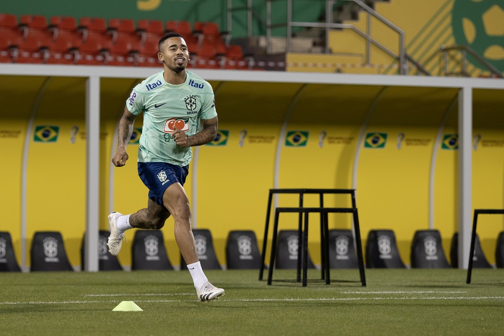 Gabriel Jesus pode ser titular da seleção brasileira contra Camarões; ele enfrentou a Suíça — Foto: Lucas Figueiredo / CBF