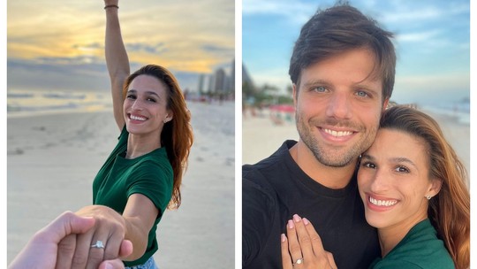 Jade Barbosa é pedida em casamento em praia do Rio de Janeiro e exibe anel de noivado