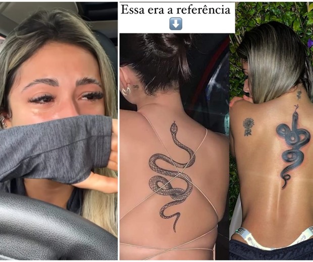 Musa do Tik Tok chora ao ver resultado de tatuagem (Foto: Instagran)