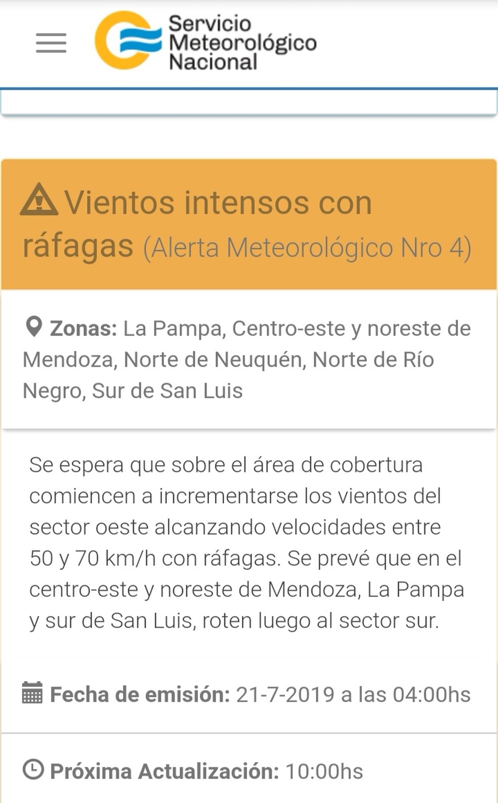 ServiÃ§o meteorolÃ³gico argentino cita rajadas de vento na regiÃ£o de Mendoza neste domingo â€” Foto: ReproduÃ§Ã£o