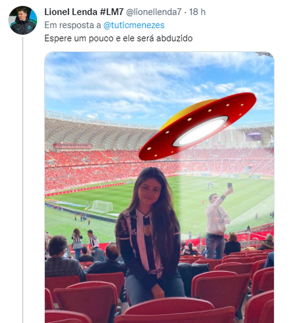 Torcedores do Atlético-MG viralizam com montagens de fotos no Beira-Rio — Foto: Reprodução