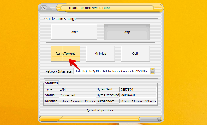 Clique sobre o botão para iniciar o uTorrent (Foto: Reprodução/Helito Bijora) 