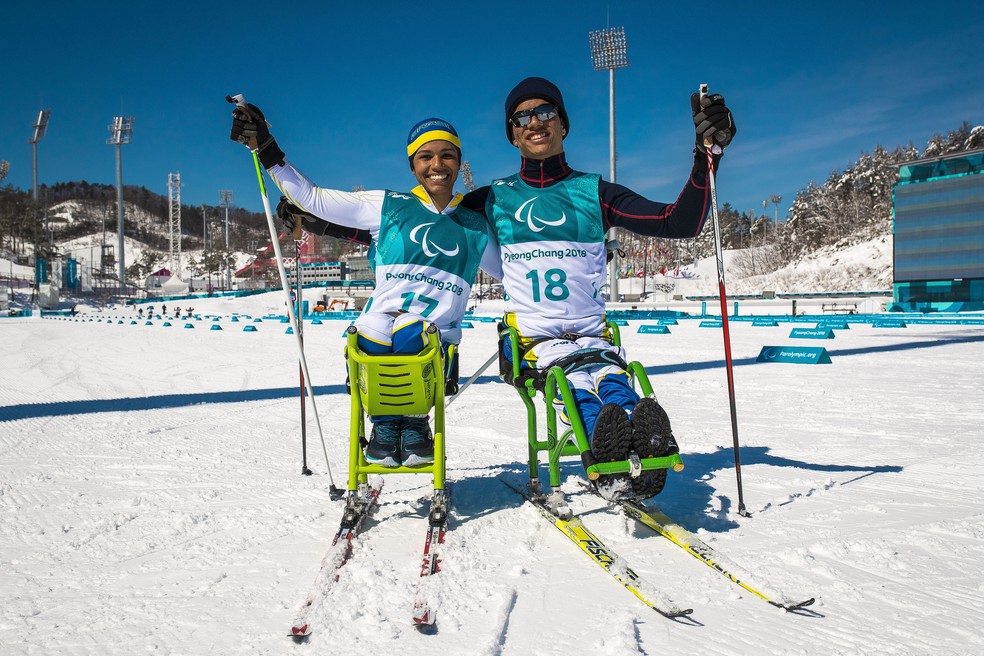 Aline Rocha e Cristian Ribera nas Paralimpadas de Inverno PyeongChang  Foto: Marcio Rodrigues/CPB/MPIX