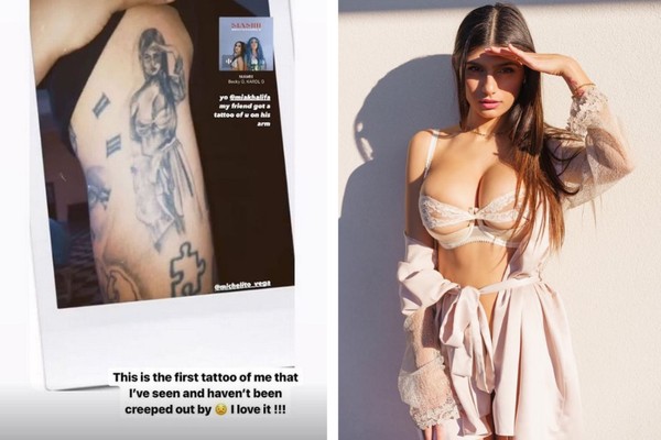 Tatuagem feita pelo fã; foto de Mia Khalifa que inspirou a arte (Foto: Reprodução/Instagram)