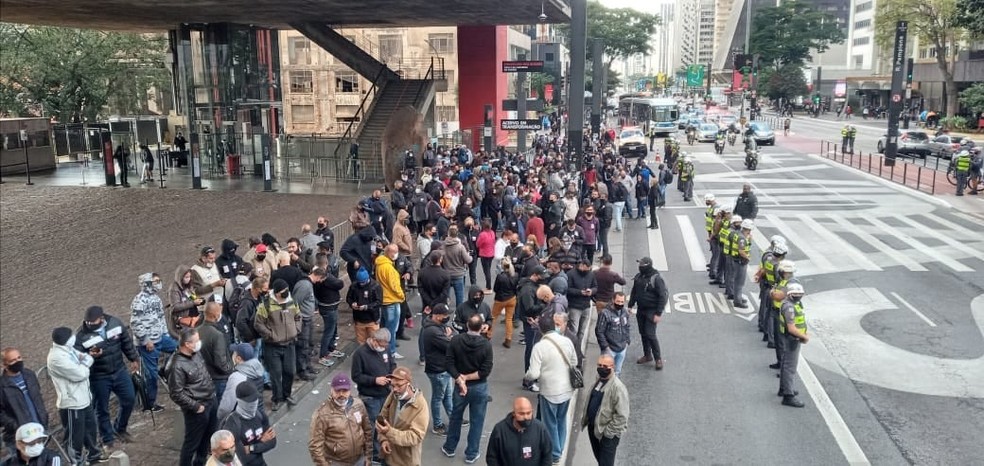 Protesto de funcionários da Fundação Casa começou na Avenida Paulista nesta quarta, 23 de junho — Foto: Divulgação/SITSESP