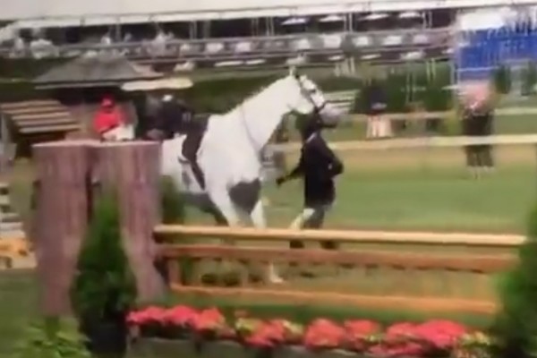 Um vídeo do momento no qual a herdeira tenta agredir seu cavalo (Foto: YouTube)