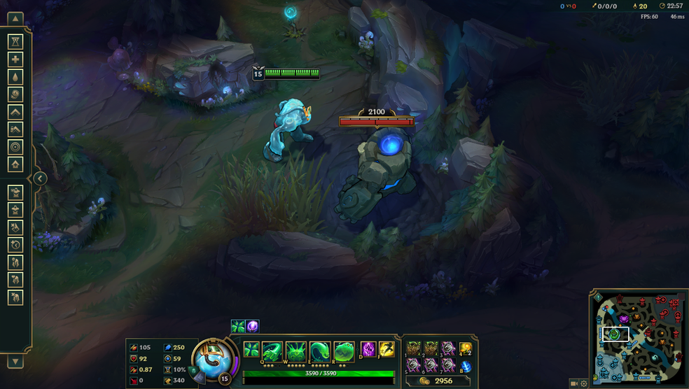 Azuporã, também conhecido como Azul, aparece na selva no mapa Summoner's Rift (Foto: Reprodução/Victor de Abreu)