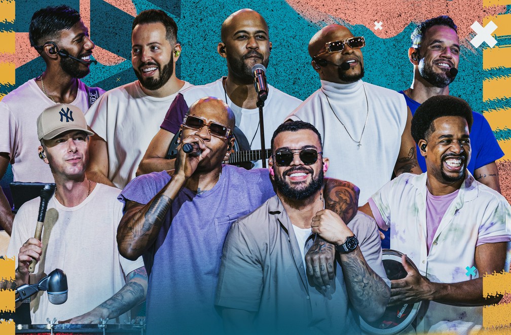 Turma do Pagode com Thiago Brava na capa do single 'Desnamorando' — Foto: Divulgação