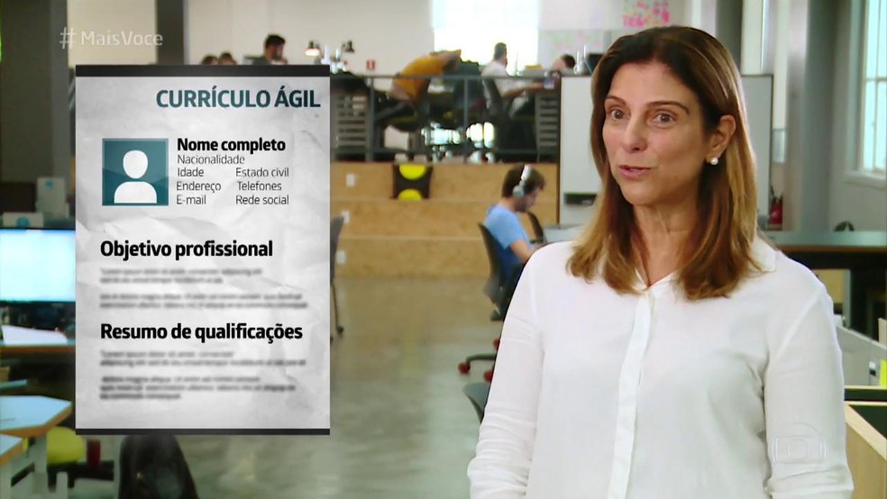 Simone Madrid dÃ¡ dicas de como deixar o currÃ­culo Ã¡gil e interessante â Foto: TV Globo