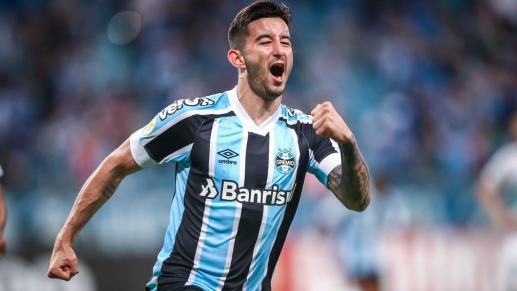 Villasanti comemora gol contra o Juventude — Foto: Lucasuebel/Grêmio FBPA