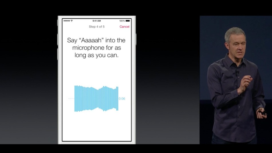 durante a demonstração o software pedia que o usuário falasse 'ahhh' para o iphone, assim como um médico (Foto: divulgação - apple)