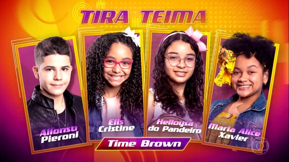 Time Brown no segundo dia de Tira-Teima do 'The Voice Kids' — Foto: Globo