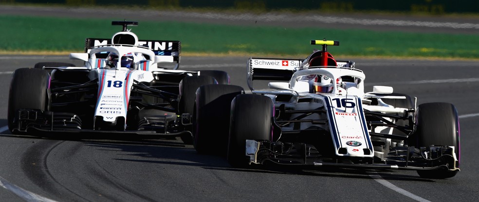 Williams de Lance Stroll atrás da Sauber de Charles Leclerc na Austrália (Foto: Getty Images)