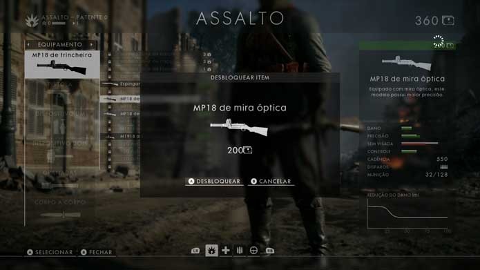 Compre sua nova arma em Battlefield 1 (Foto: Reprodução/Murilo Molina)