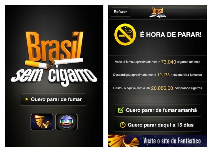 Brasil Sem Cigarro é um aplicativo que ajuda o tabagista largar o cigarro (Foto: Reprodução/Lívia Dâmaso)