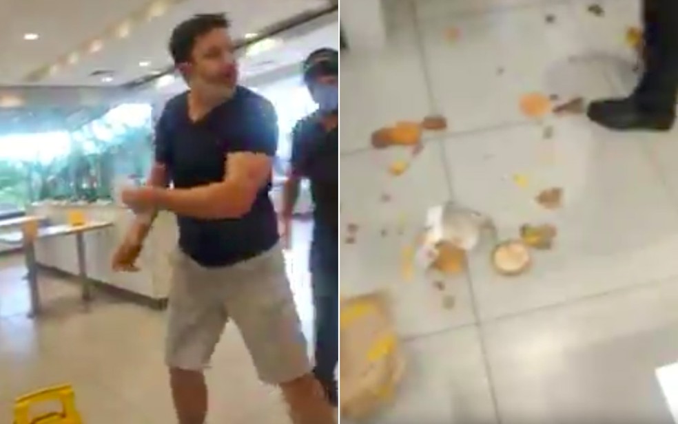 Zucoloto atira lanches no chão após ficar irritado com falta de ketchup na loja do McDonald's em Ribeirão Preto, SP — Foto: Redes Sociais