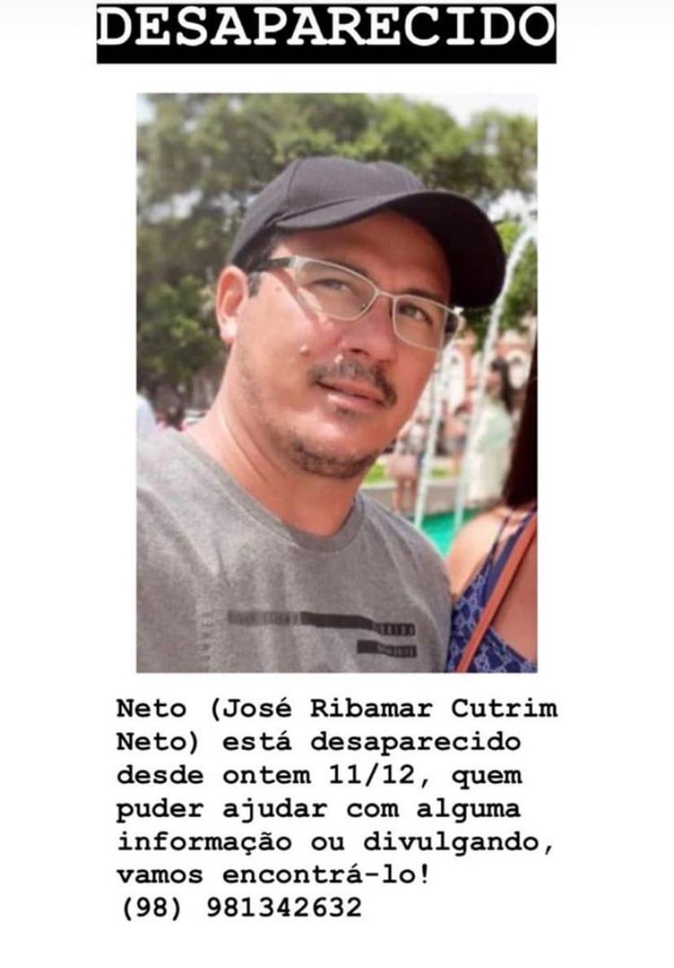 Família pede ajuda pelas redes sociais. — Foto: Arquivo Pessoal