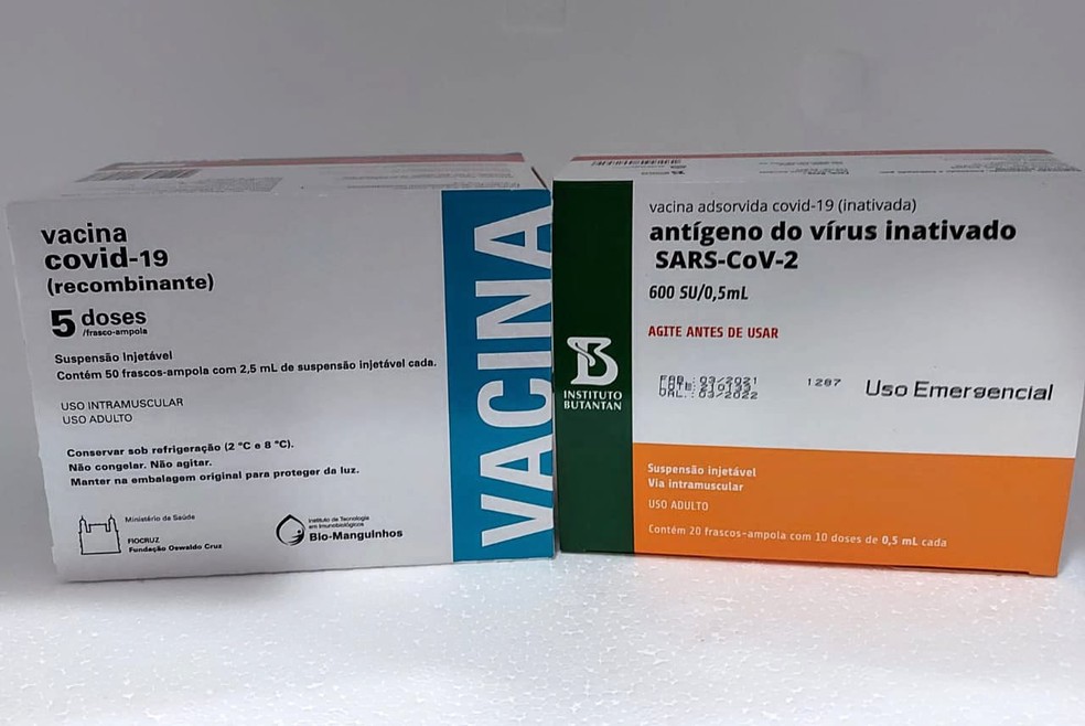 Doses da AstraZeneca e CoronaVac — Foto: Divulgação/SES