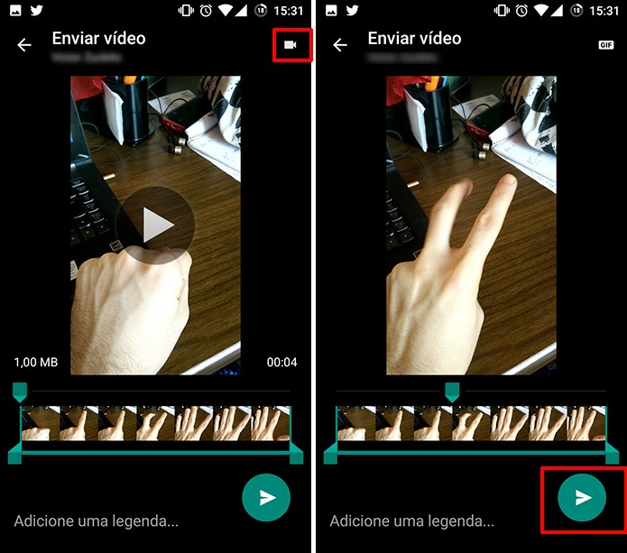 Toque no botão para converter vídeo do WhatsApp para GIF (Foto: Reprodução/Elson de Souza)