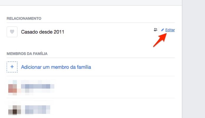 Ação para editar o status de relacionamento de um perfil do Facebook (Foto: Reprodução/Marvin Costa) Ação para editar o status de relacionamento de um perfil do Facebook (Foto: Reprodução/Marvin Costa)