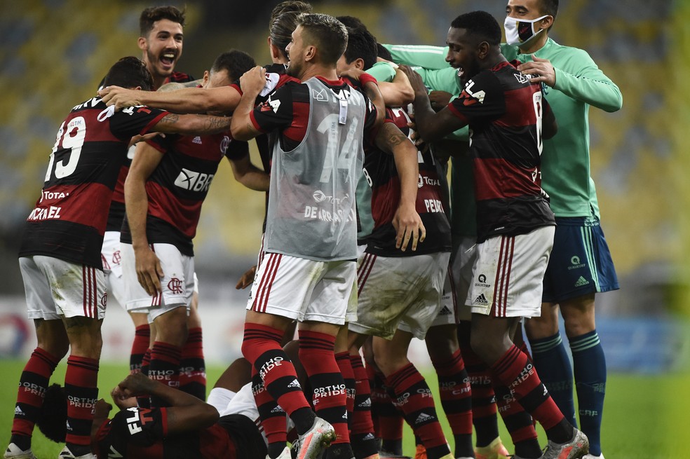 Grupo comemorou muito o gol de Vitinho no fim do jogo contra o Fluminense — Foto: André Durão/GloboEsporte.com
