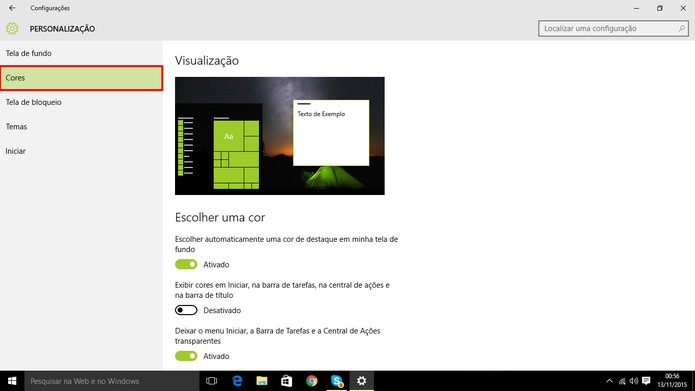 Windows 10 traz esquema especial de cores para Iniciar, Central de Notificações e Explorer (Foto: Reprodução/Elson de Souza)