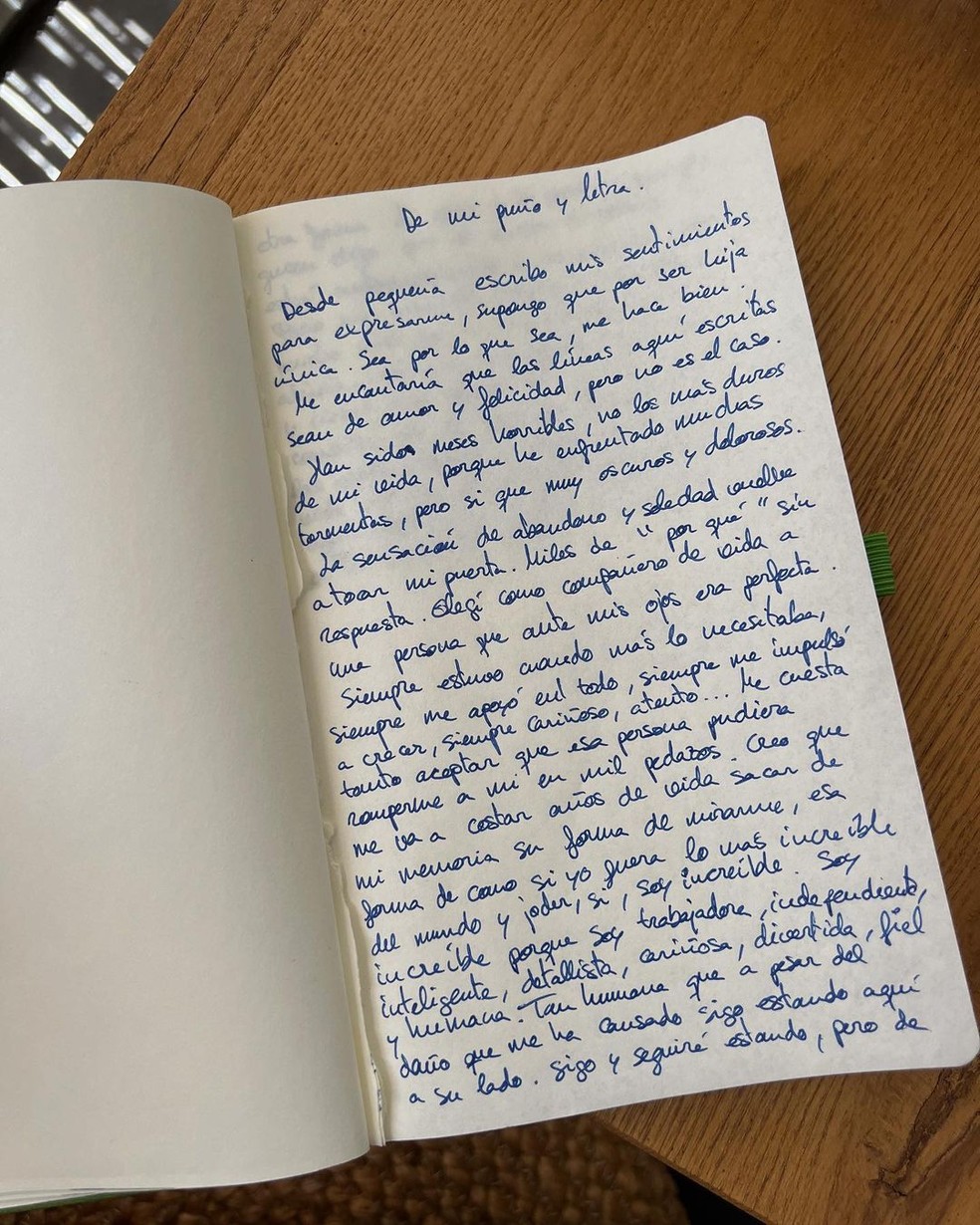 Joana Sanz escreve carta indicando fim de casamento com Daniel Alves — Foto: Reprodução Instagram
