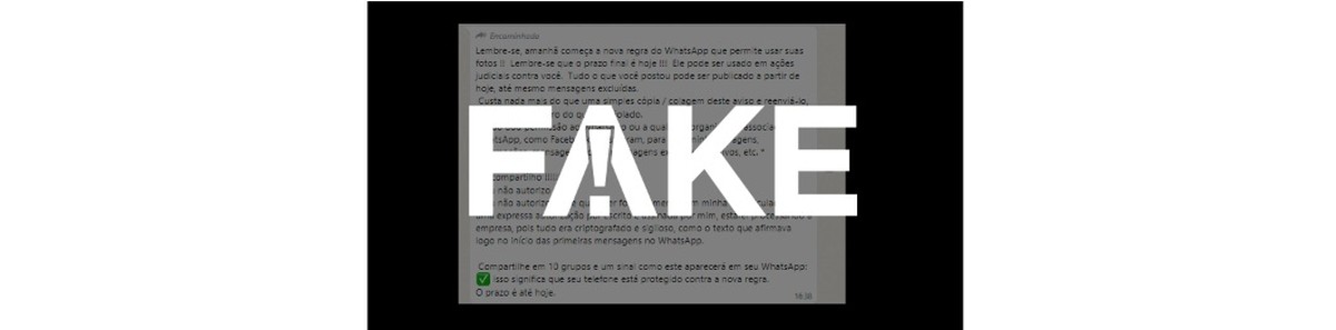 É #FAKE que o WhatsApp pode publicar fotos e conteúdo de usuários |  Fato ou Pretend