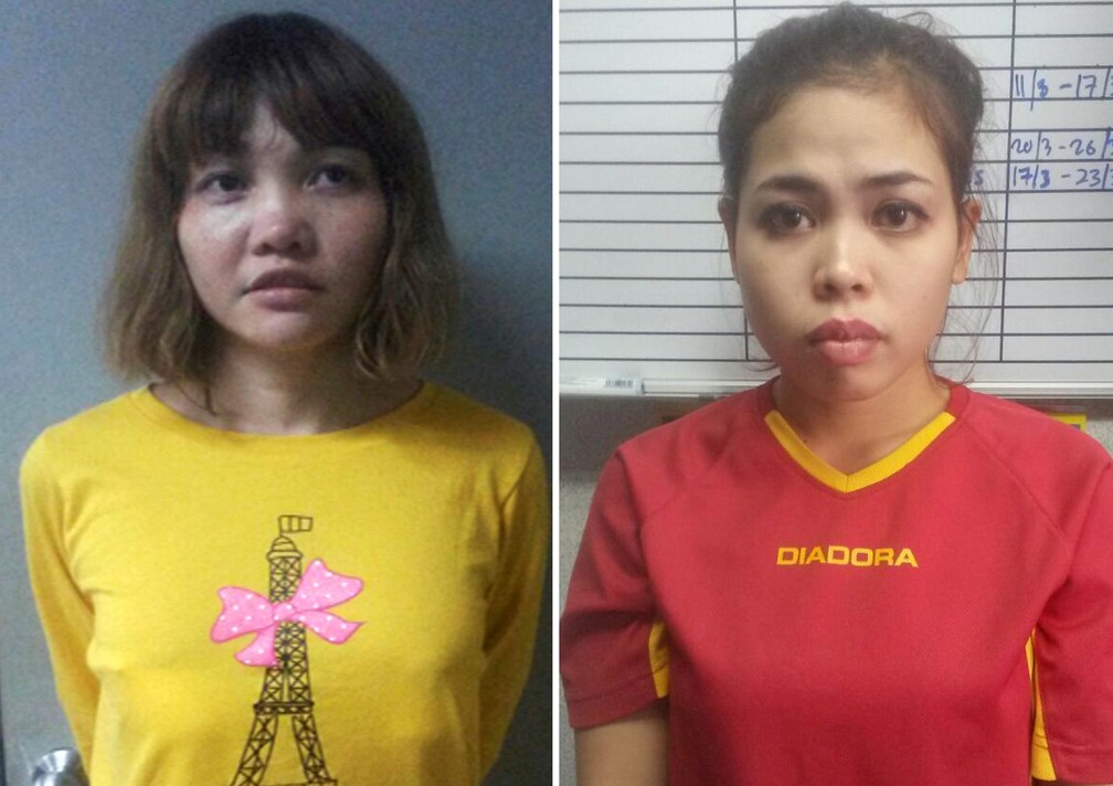 Doan Thi Huong, do Vietnã, e Siti Aisyah, da Indonésia, devem ser indiciadas por assassinato de  Kim Jong-nam, irmão do líder da Coreia do Norte, Kim Jong-un  — Foto: Reuters