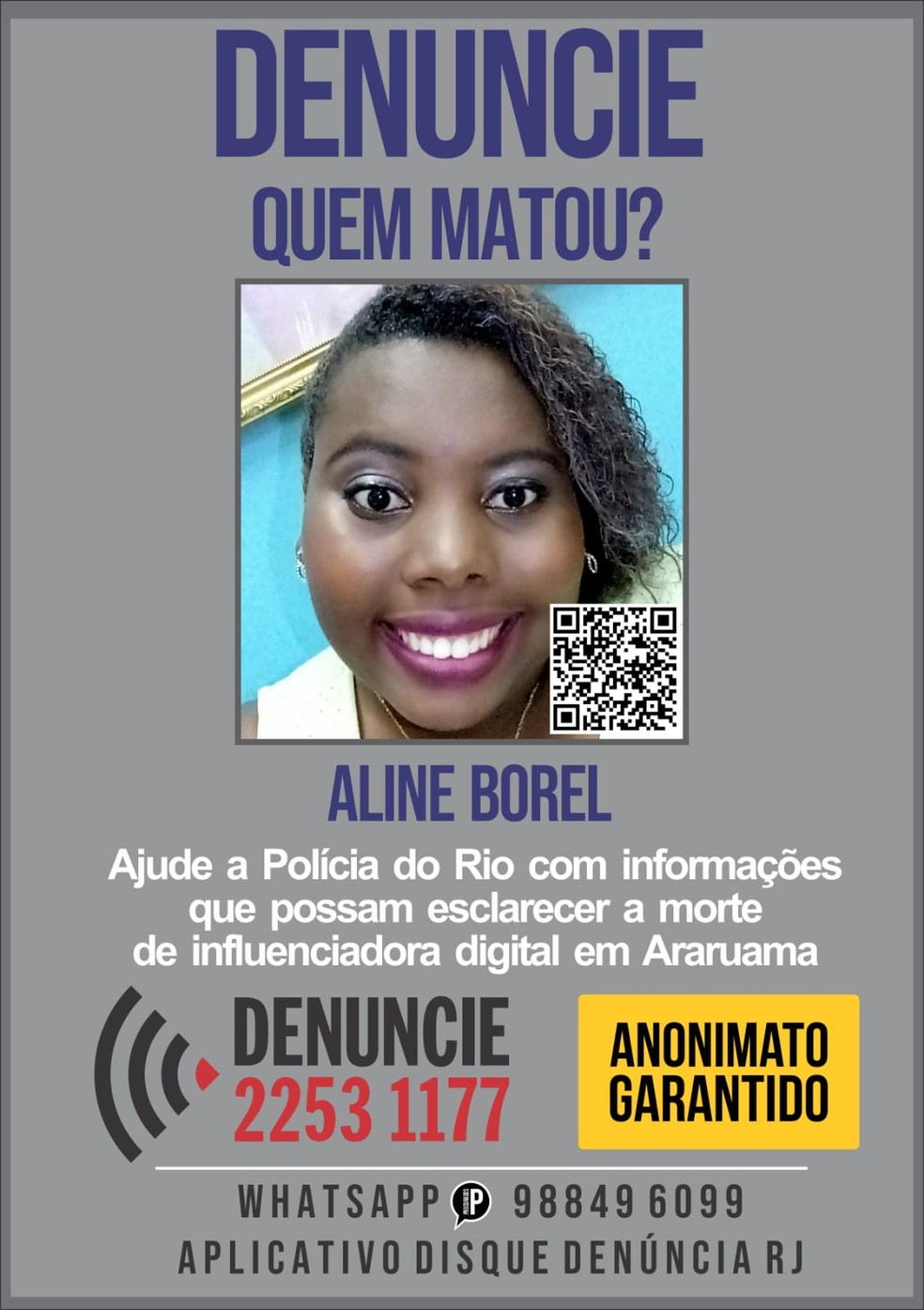 Blogueira Aline Borel é encontrada morta com marcas de tiros em Araruama — Foto: Divulgação