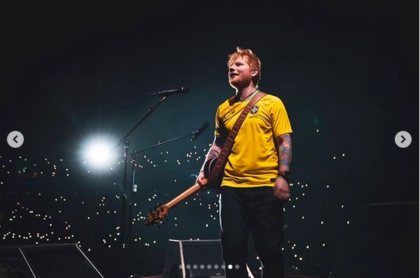 O músico Ed Sheeran em um de seus shows recentes no Brasil (Foto: Instagram)
