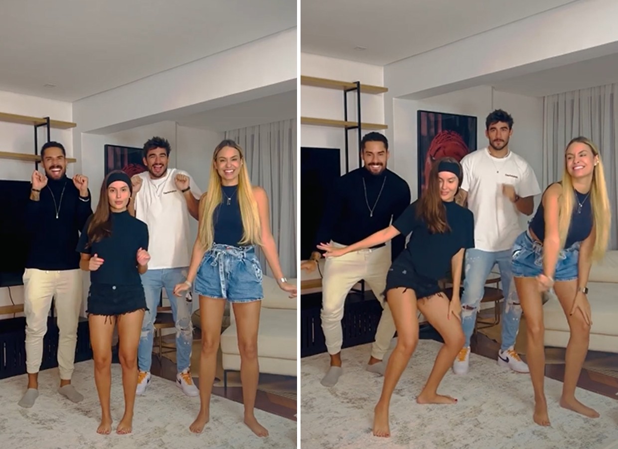 Ex-BBBs Sarah Andrade, Bil Araújo, Thais Braz e Gui Napolitano se reúnem e fazem coreografia (Foto: Reprodução/Instagram)