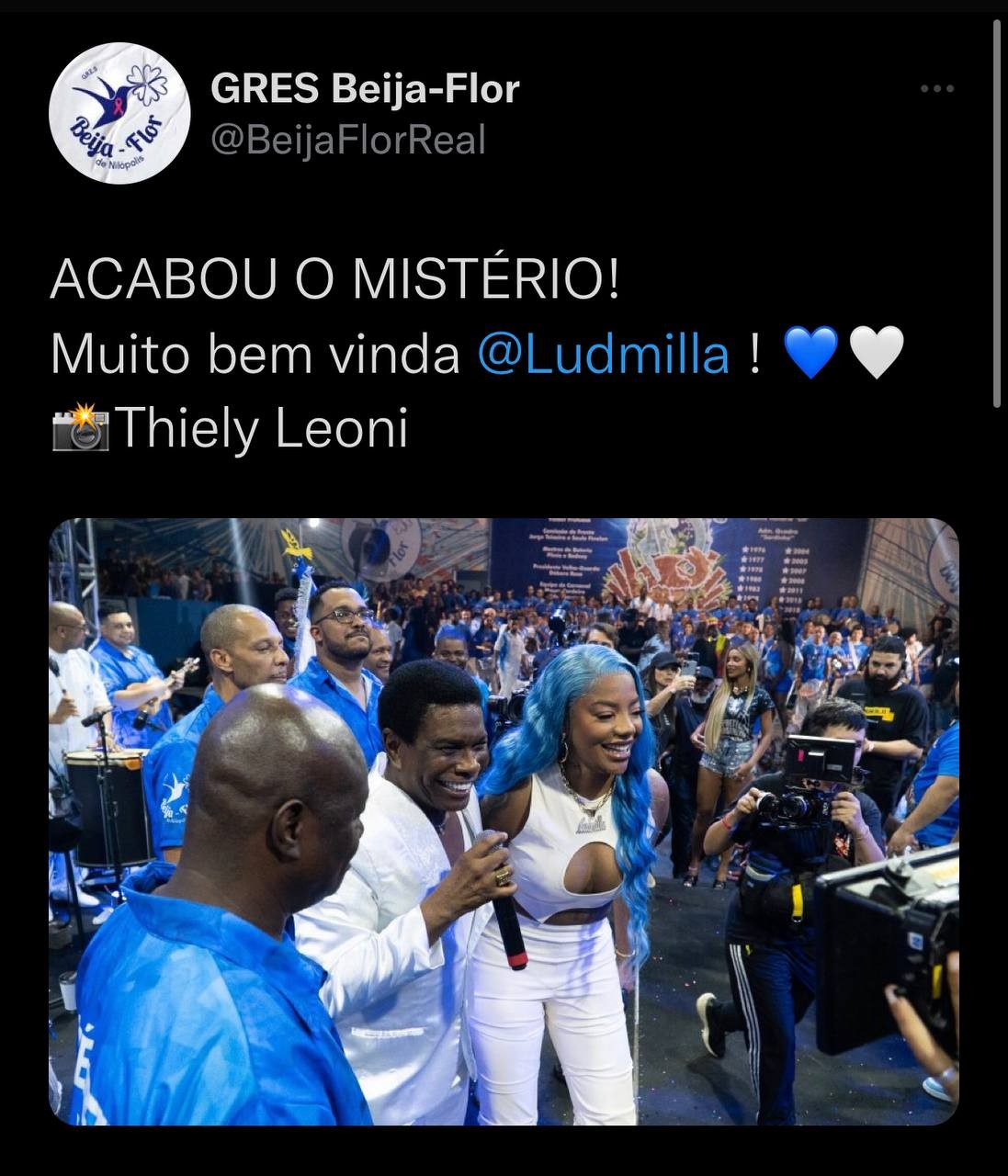 Ludmilla cantando o samba da Beija-Flor é recado eloquente a todos