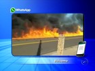 Vídeo mostra rastro de chamas após caminhão-tanque pegar fogo