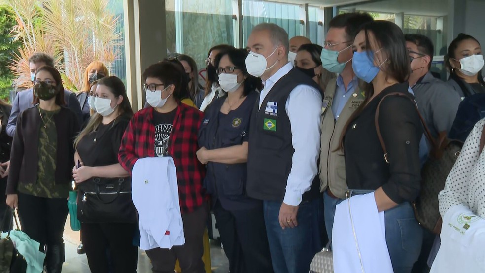 Ministro da Saúde, Marcelo Queiroga, se reúne com médicos em Brasília — Foto: TV Globo/Reprodução