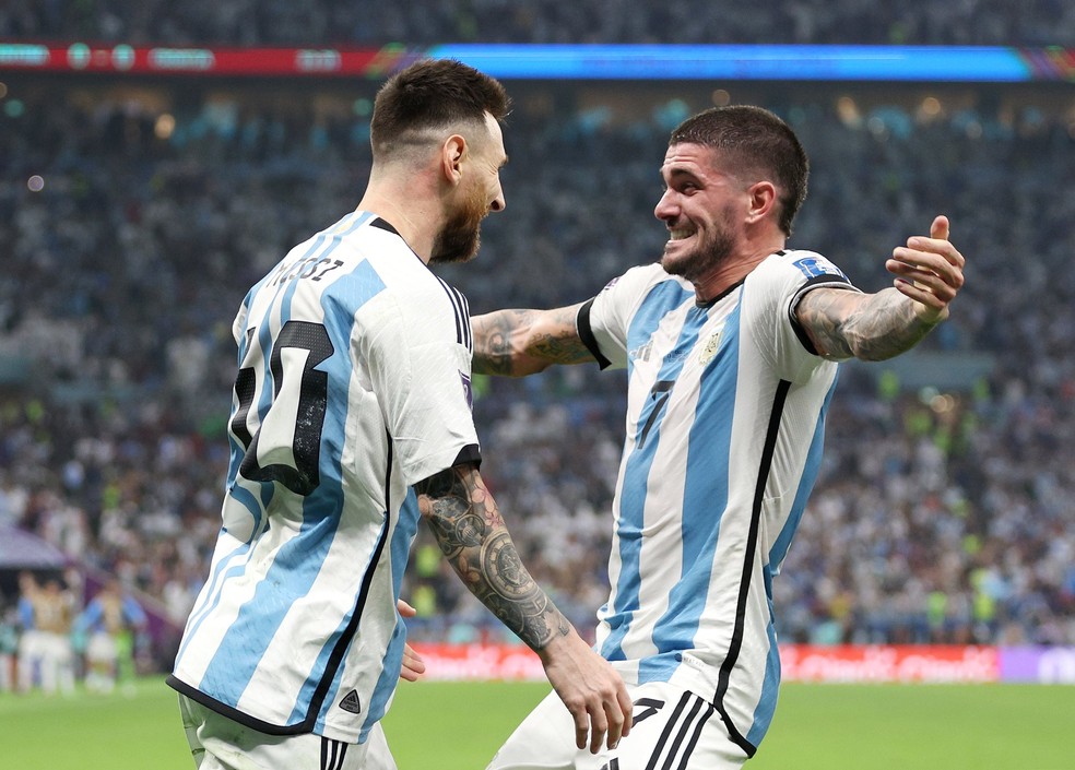 Messi e De Paul em Argentina x Croácia — Foto: Divulgação